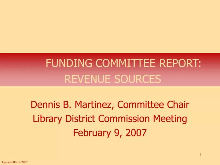 funding committee report revenue sources