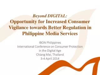 IBON Philippines International Conference on Consumer Protection in the Digital Age