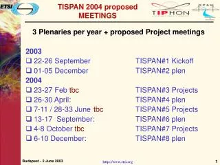 TISPAN 2004 proposed MEETINGS