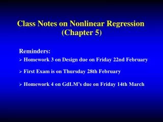Class Notes on Nonlinear Regression (Chapter 5)