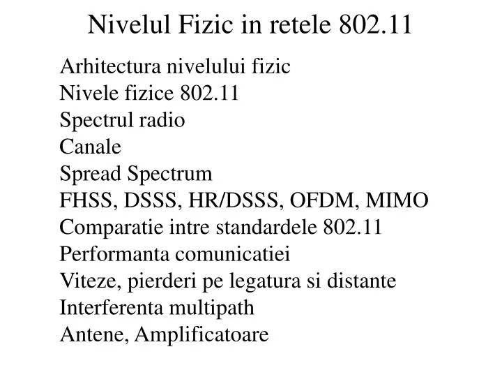 nivelul fizic in retele 802 11