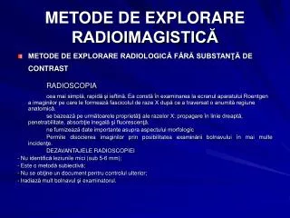 metode de explorare radioimagistic