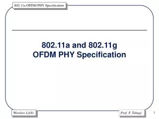 802.11a and 802.11g OFDM PHY Specification