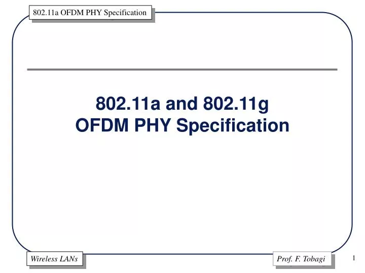 802 11a and 802 11g ofdm phy specification