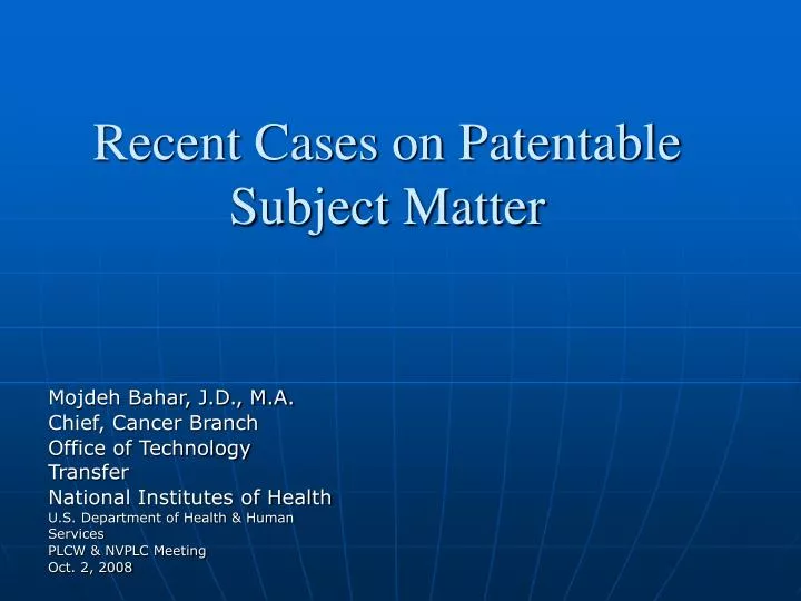 recent cases on patentable subject matter