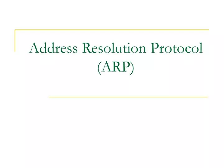 address resolution protocol arp