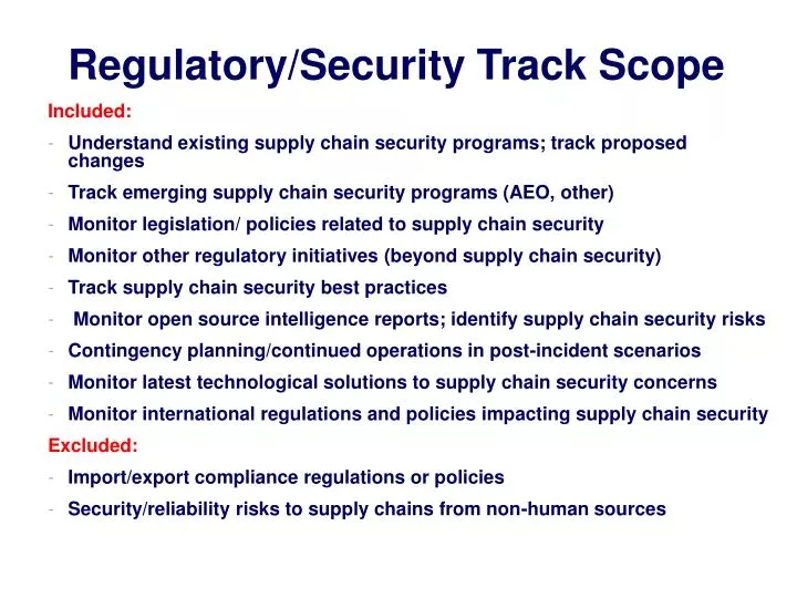 regulatory security track scope