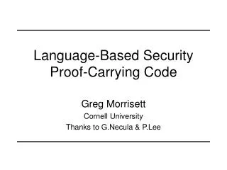 Language-Based Security Proof-Carrying Code
