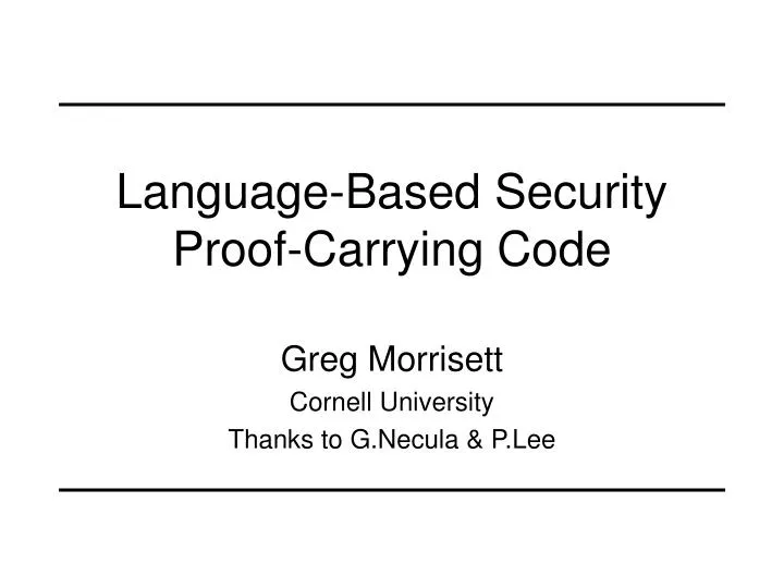 language based security proof carrying code