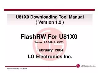U81X0 Downloading Tool Manual ( Version 1.2 )