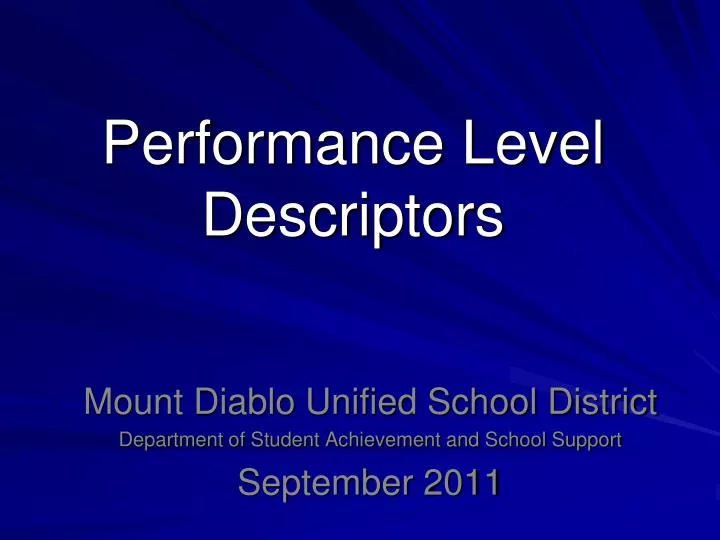 performance level descriptors