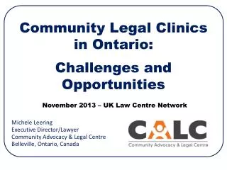 Community Legal Clinics in Ontario: Challenges and Opportunities