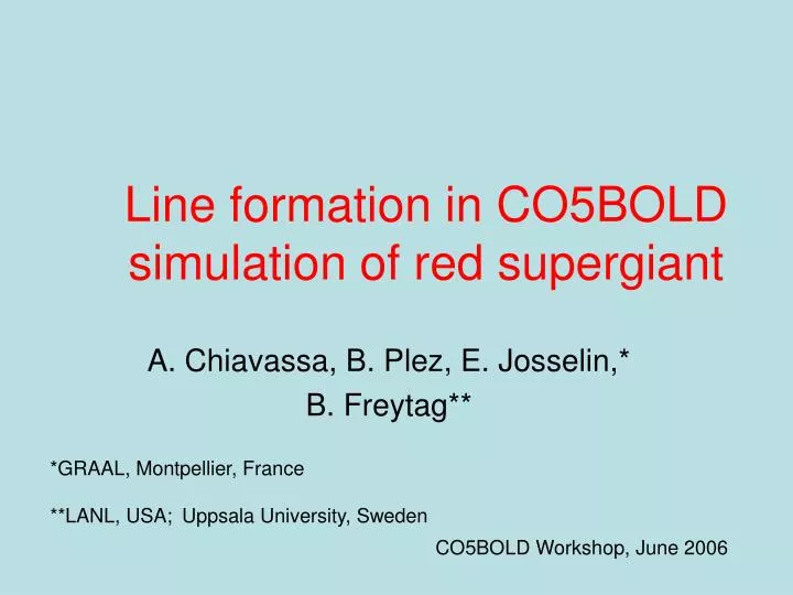 line formation in co5bold simulation of red supergiant