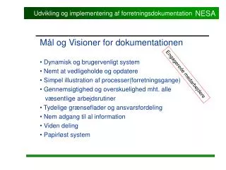 udvikling og implementering af forretningsdokumentation