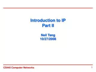Introduction to IP Part II Neil Tang 10/27/2008