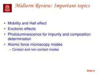 Midterm Review: Important topics