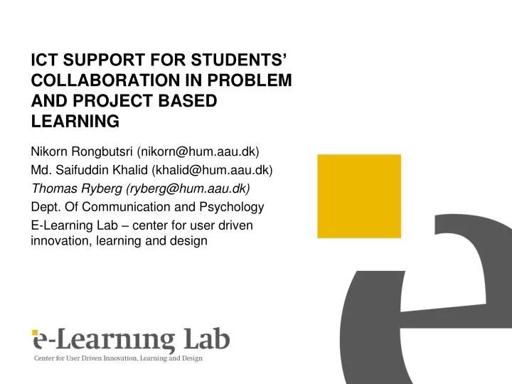 ict support for students collaboration in problem and project based learning