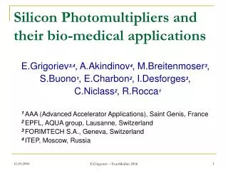 Silicon Photomultipliers and their bio-medical applications