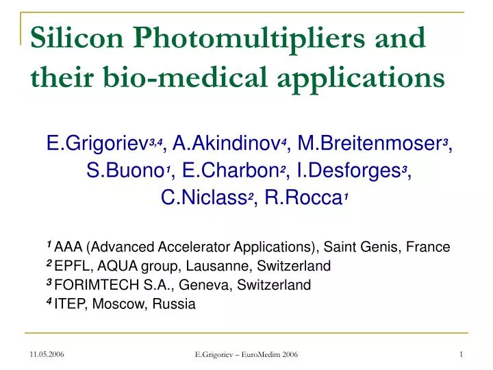 silicon photomultipliers and their bio medical applications