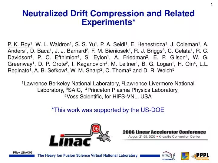 neutralized drift compression and related experiments