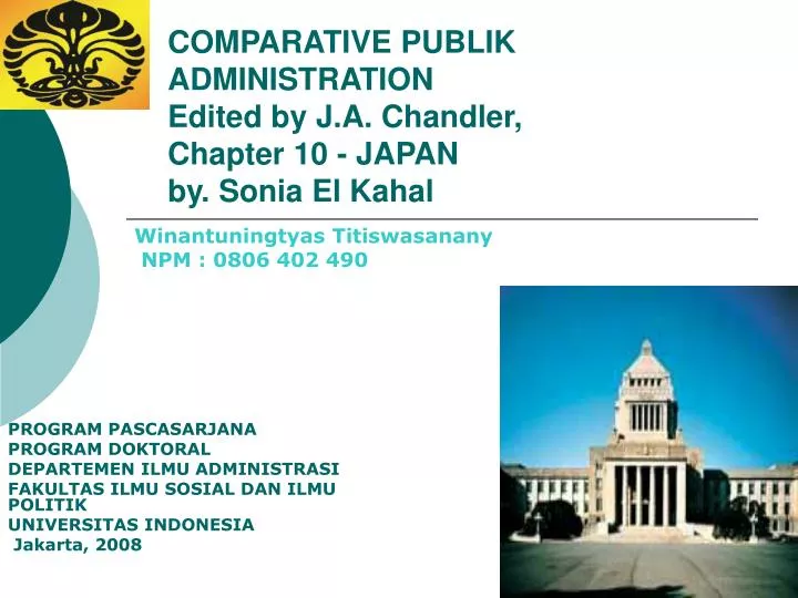 comparative publik administration edited by j a chandler chapter 10 japan by sonia el kahal