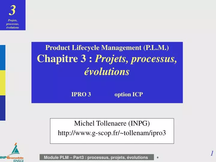 product lifecycle management p l m chapitre 3 projets processus volutions ipro 3 option icp