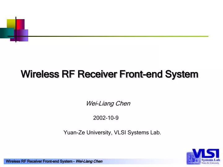 wireless rf receiver front end system