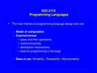 G22.2110 Programming Languages