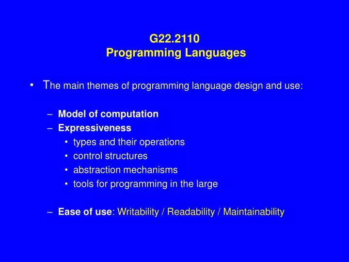 g22 2110 programming languages