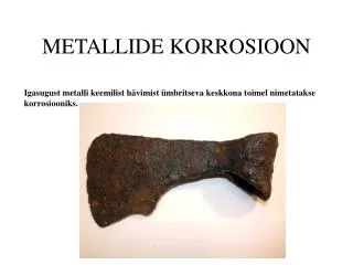 metallide korrosioon