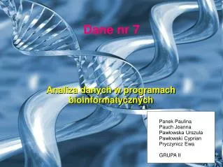 analiza danych w programach bioinformatycznych