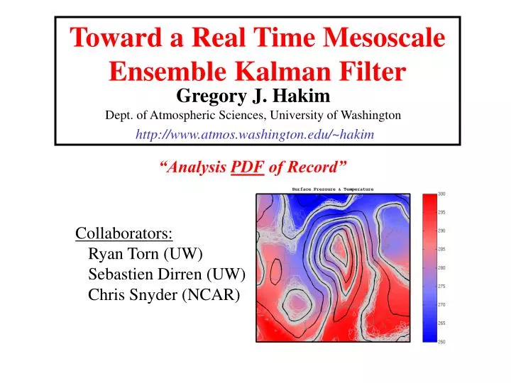 toward a real time mesoscale ensemble kalman filter