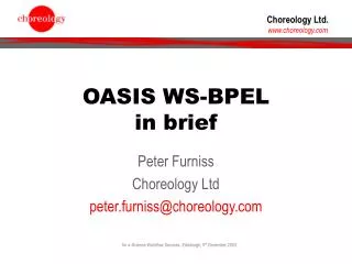 OASIS WS-BPEL in brief
