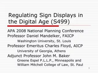 Regulating Sign Displays in the Digital Age (S499)