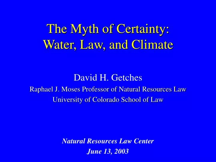 the myth of certainty water law and climate