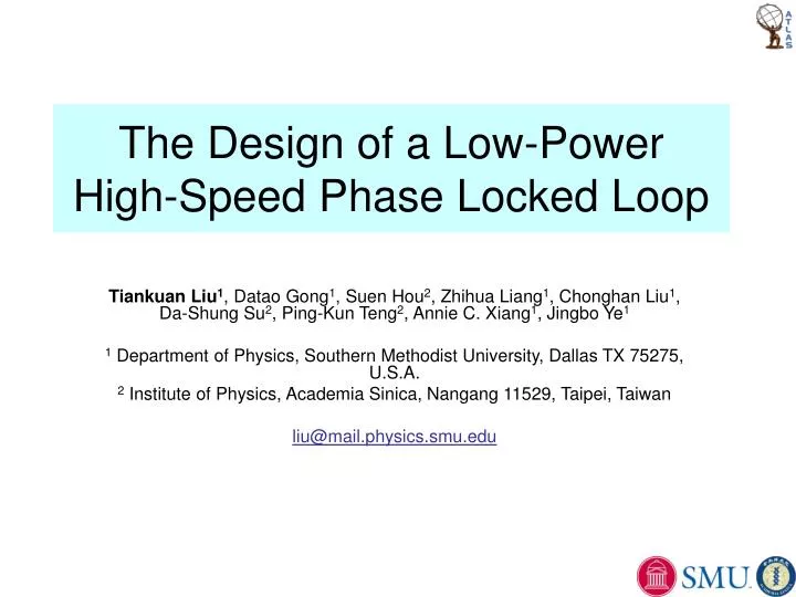 the design of a low power high speed phase locked loop