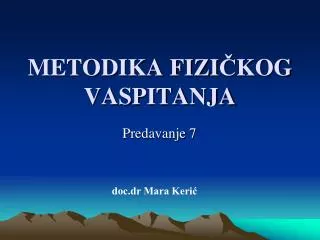 metodika fizi kog vaspitanja