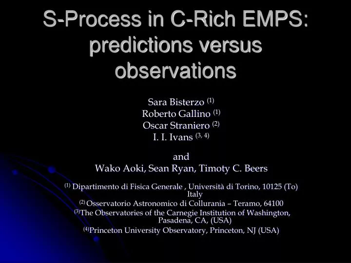 s process in c rich emps predictions versus observations