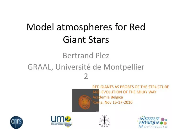 model atmospheres for red giant stars