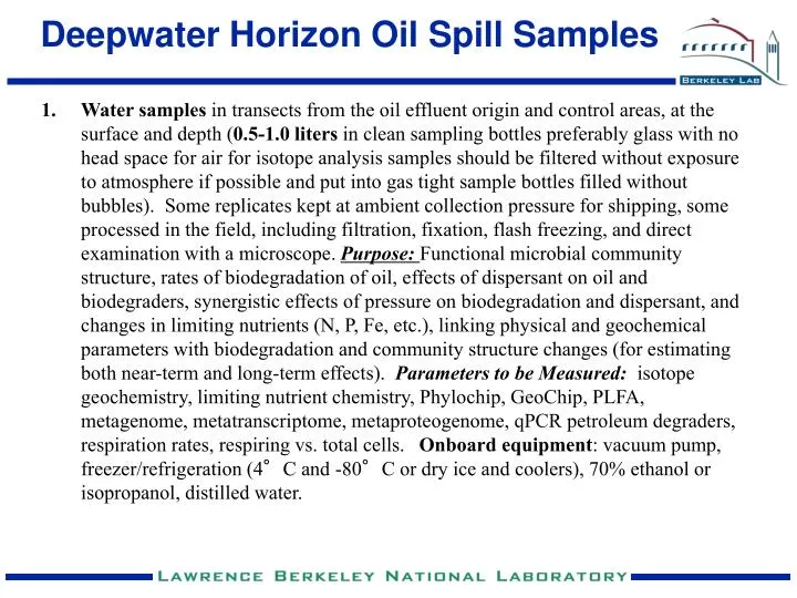 deepwater horizon oil spill samples