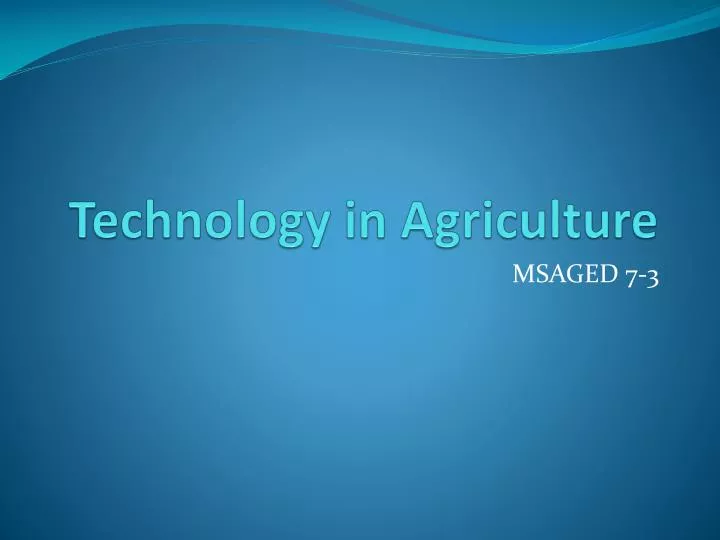 technology in agriculture