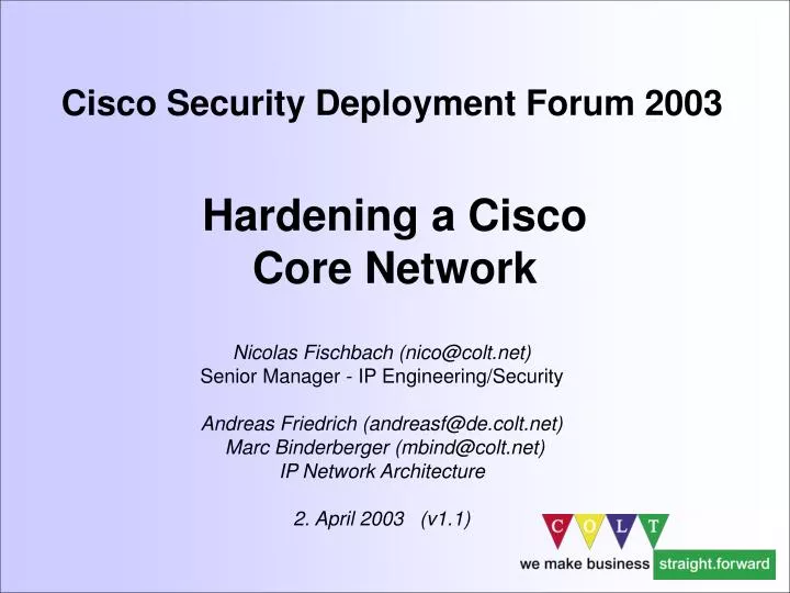 hardening a cisco core network