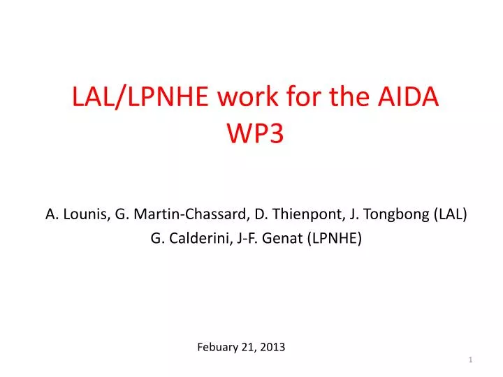 lal lpnhe work for the aida wp3