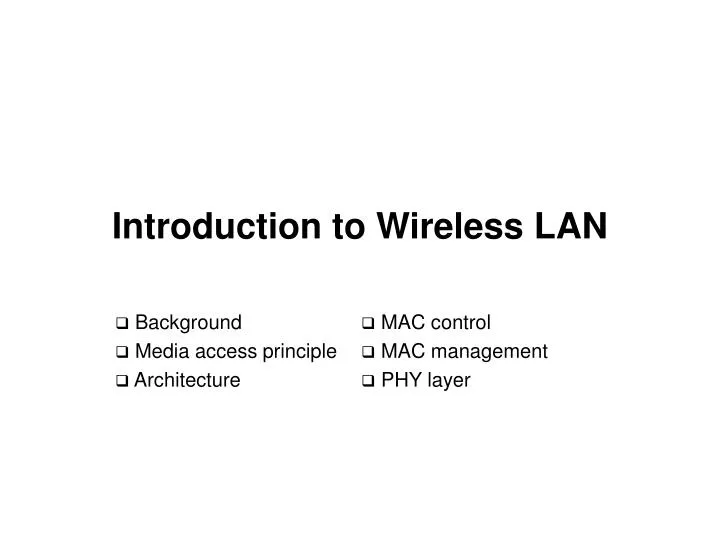 introduction to wireless lan