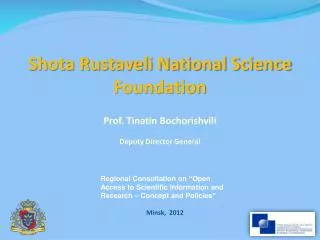Prof. Tinatin Bochorishvili Deputy Director General