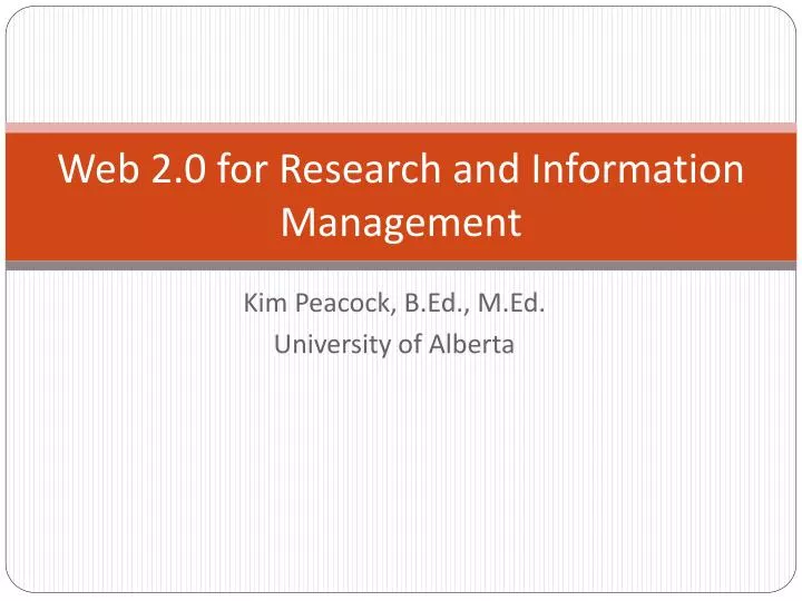 web 2 0 for research and information management