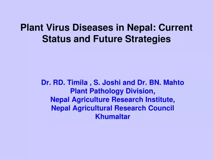 plant virus diseases in nepal current status and future strategies