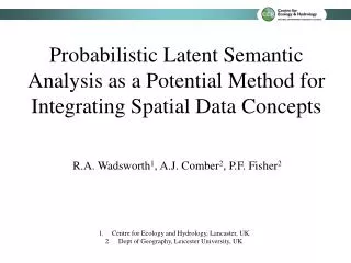 Probabilistic Latent Semantic Analysis as a Potential Method for Integrating Spatial Data Concepts