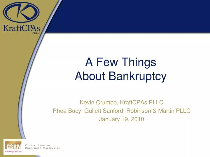 a few things about bankruptcy