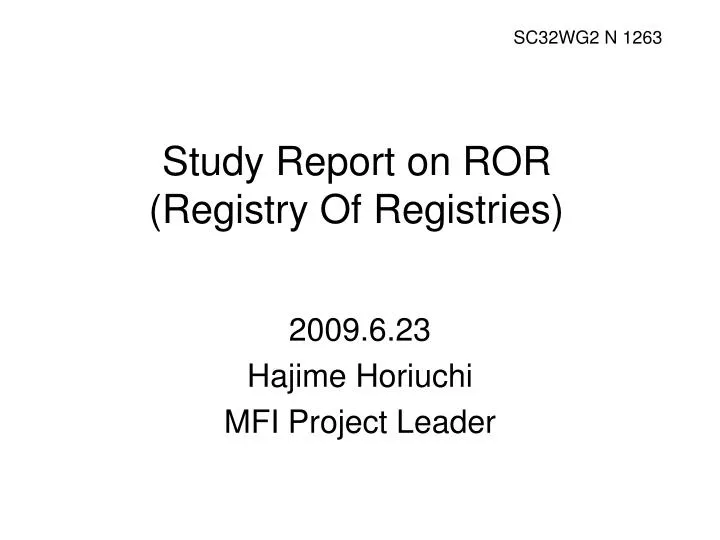 study report on ror registry of registries